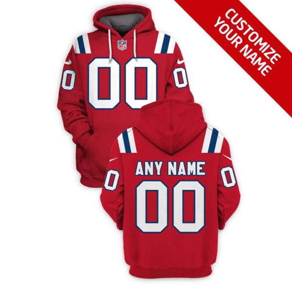 Men's Red New England Patriots Active Player Custom 2021 Pullover Hoodie